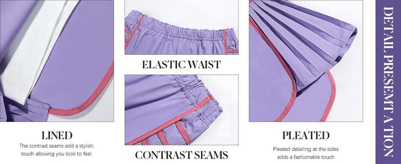 Imily Bela Womens Workout Gym Shorts Running Pleated Contrast Stitch Elastic Waist Athletic Quick Dry Shorts