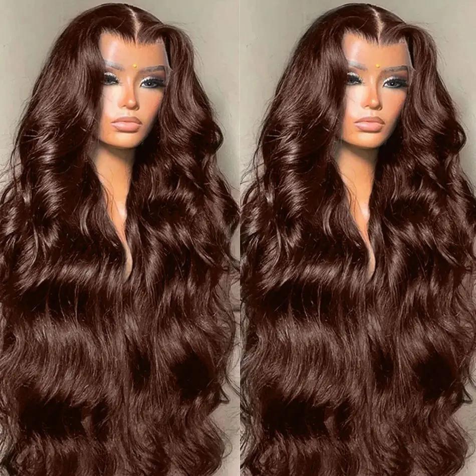 Bling Hair 13x6 13x4 Hd Pre Plucked Lace Chocolate Brown Color Wig Human Hair 34 Inch Lace Front Wigs Human Hair Pre Plucked With Baby hair Colored Hd Lace Frontal Wigs For Black Women TikTokShopHolidayHaul