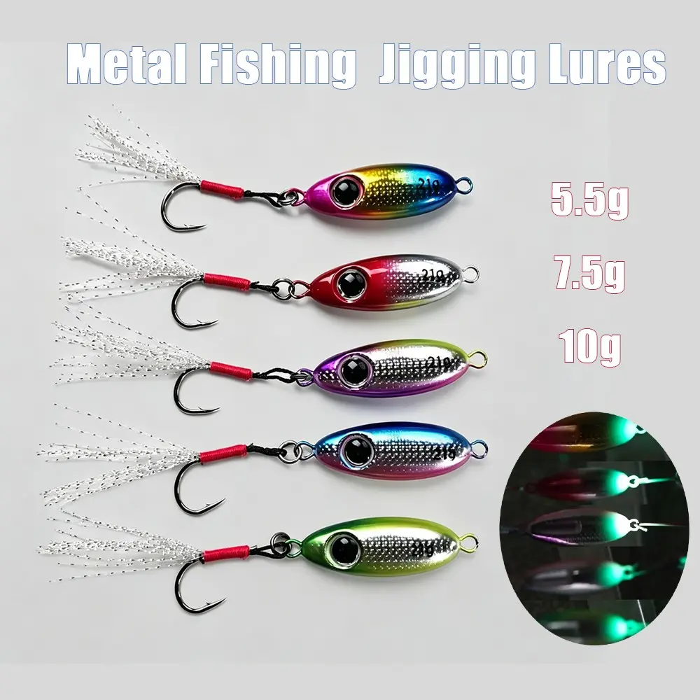 Night Glow Mini Metal Lure, 5.5g/10g/21g, Shore Fishing Spoon Lure, Saltwater Artificial Fishing Bait, Ideal for Sea Fishing, Artificial Lures