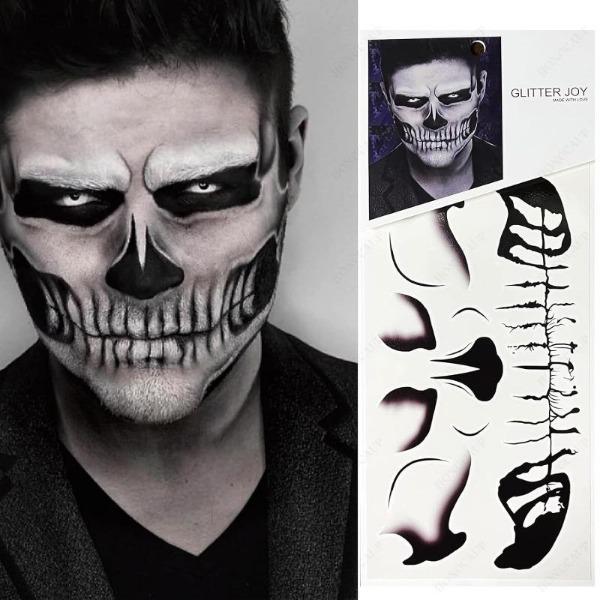 Fake Zombie Face Tattoos & Day of Dead Skull Stickers - Halloween Makeup Kit Accessories, Temporary Tattoo for Costume Prank, Women Men, Realistic Scar Wounds FX (3 Sheets) Fake Zombie Face Tattoos & Day of Dead Skull Stickers - Halloween Makeup Kit Accessories, Temporary Tattoo for Costume Prank, Women Men, Realistic Scar Wounds FX (3 Sheets)