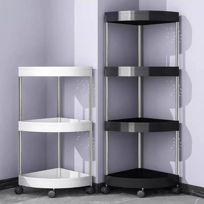 Modern 3-Layer/4-Layer Corner Bookshelf, Foldable, Assembled, Multi-Functional, Organizing, Decor, Ideal for Bathroom, Kitchen, Cosmetics, Bath Products