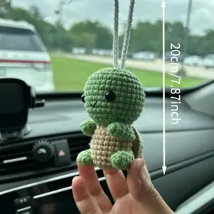 Cute Crochet Turtle Car Rearview Mirror Hanging Ornament, Handmade Crochet Car Interior Decoration, Car Rearview Mirror Hanging Accessories, Car Interior Accessory, Car Trinkets