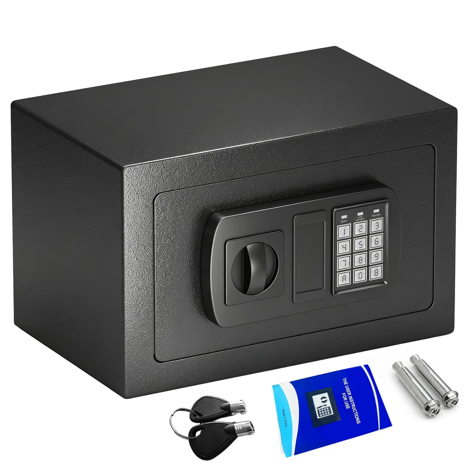 Box, Fireproof and Cabinet Lock Box with Keypad Keys, Pre Drilled Holes, Stainless Steel Security Box, Metal Storage Box Depository, Easy Installation for Jewelry
