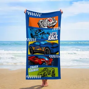 Vibrant Hot Wheels Racing Cars Graphic Swim Towel, Perfect For Boys Summer Pool Party Outdoor Picnic And Hot Wheels Fan Birthday Present
