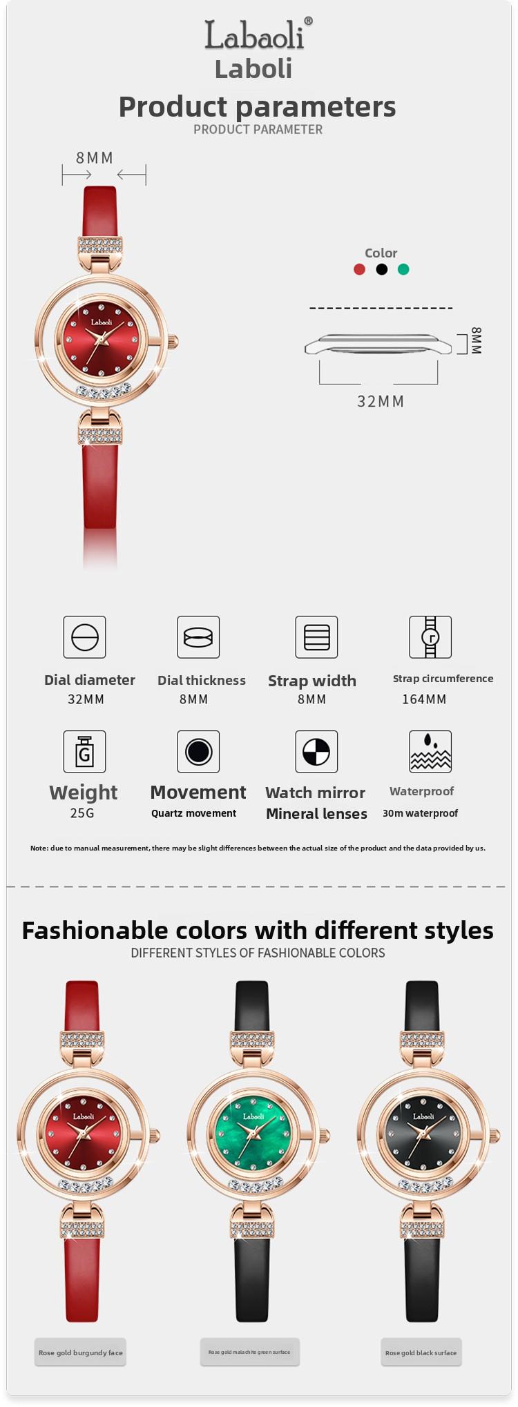 【Labaoli】 Axiom Collection Astral Gyre Women's Watch – Rotating Crystal Bezel, Elegant Jewelry Style, Quartz Dress Watch