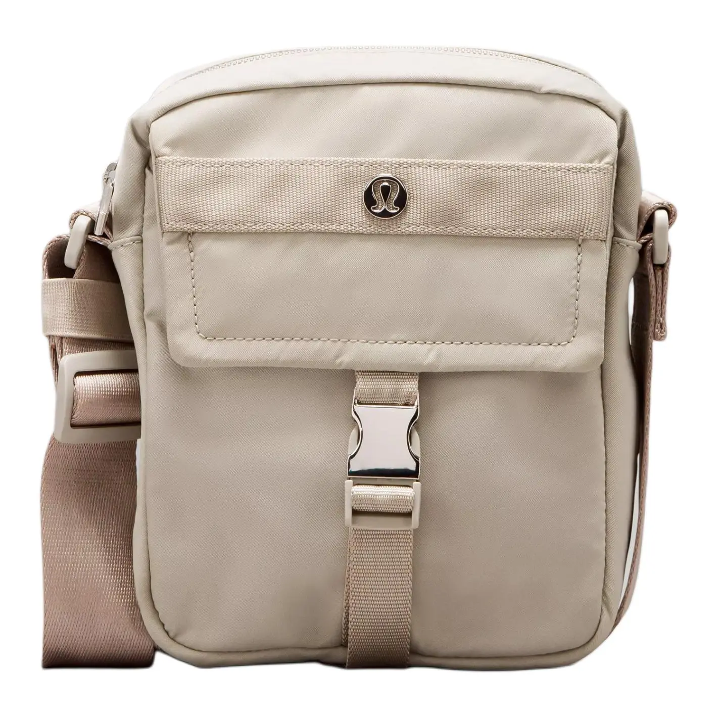 Lululemon Wunderlust Crossbody Bag for Men and Women – Recycled Polyester and Nylon, External Logo Snap-Zip Closure, Natural Linen Color