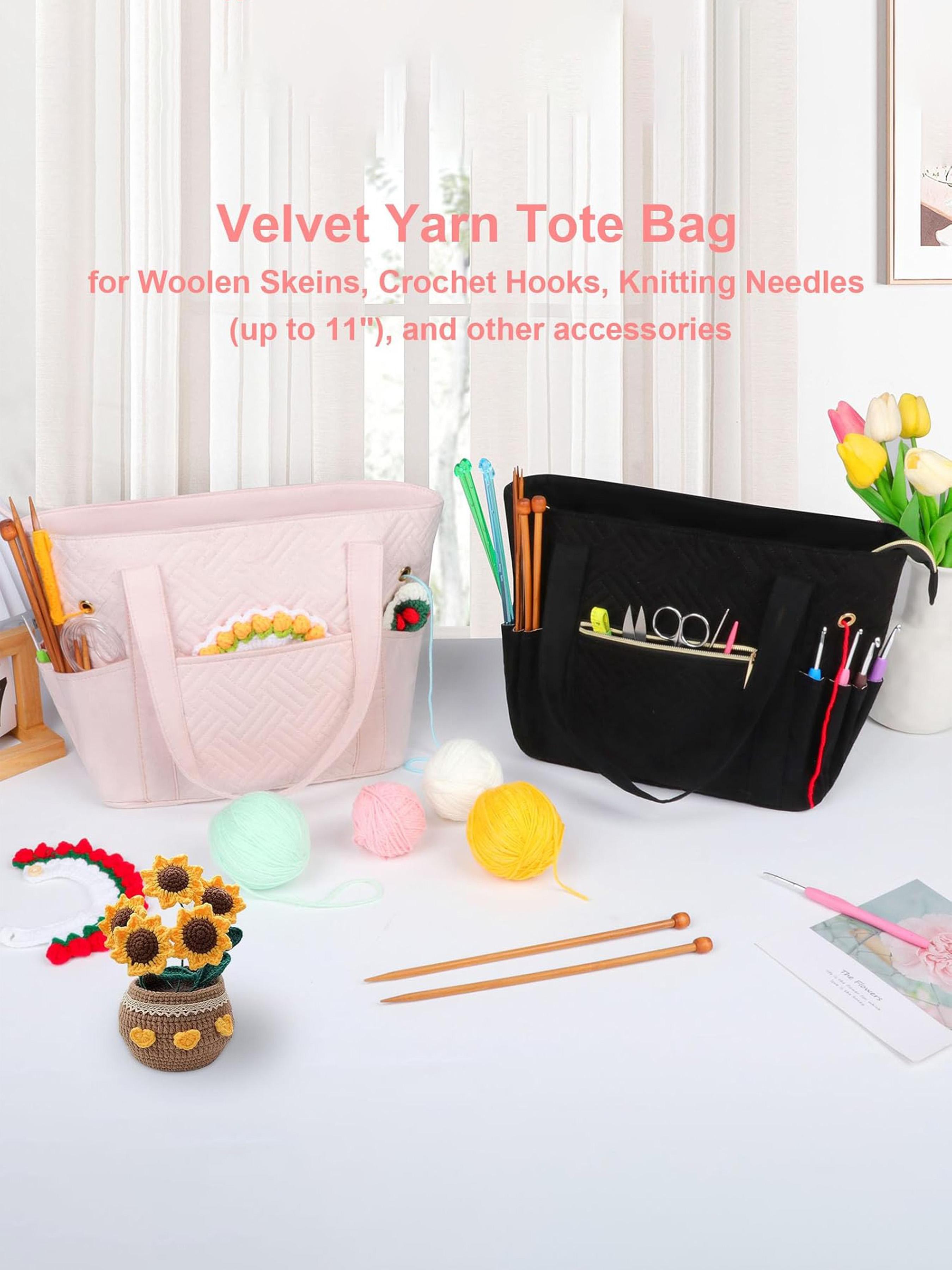 Crochet Bag Organizer, Portable Travel Case for Yarn Balls, Crochet Hooks & Knitting Needles Holder, Bag Accessories