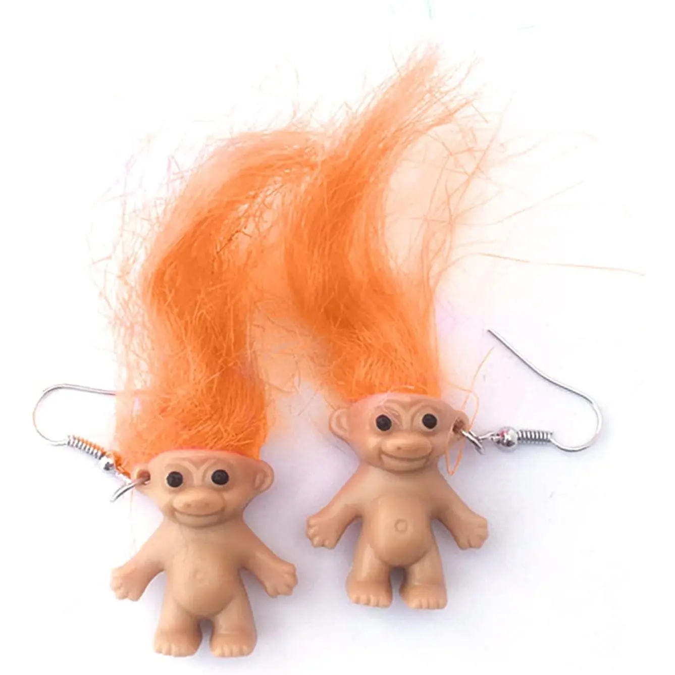 Lovely Ugly Doll Dangle Earrings, Cute Ugly Doll with Colorful Hair Drop Earrings for Women Men Funny