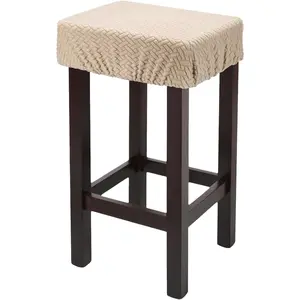 1 Pcs Seat Covers for Dining Chairs, Bar Stool Covers Stretch Chair Seat Protector Waterproof Saddle Stools Slipcover with Elastic Band for Bar, Diagonal Weave Sand