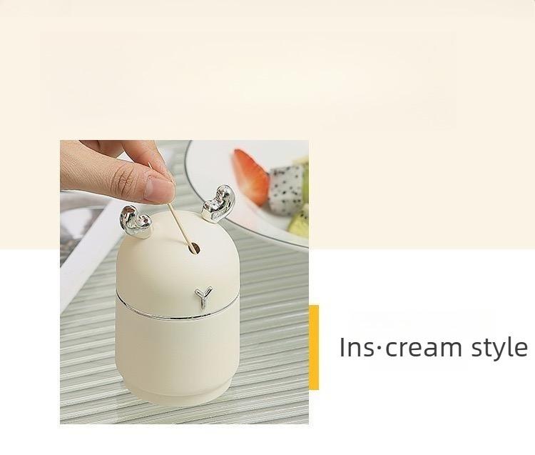 2PCS High-quality, stylish toothpick holder for home use, featuring a delicate and creative cream-colored deer design.