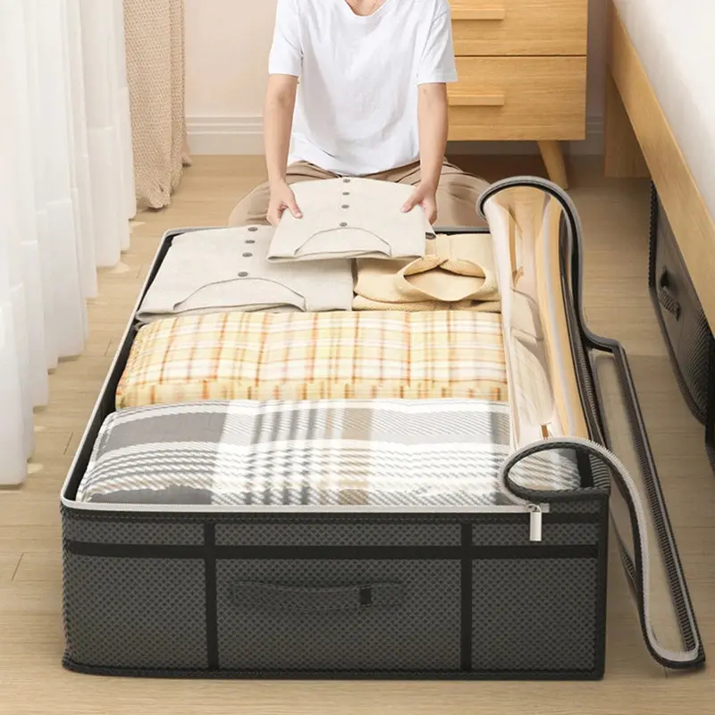 1PC Universal Rectangle Foldable Non-Woven Fabric Bed Bottom Storage Bag - Large-Capacity Dustproof Home Organizer for Clothing, Blankets to Tidy Bedroom Closet