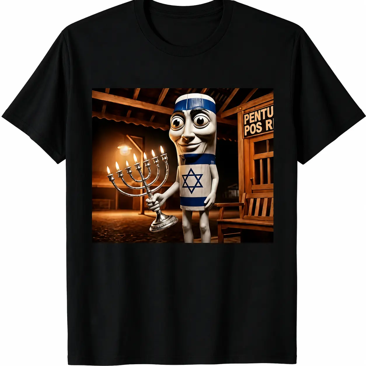 Funny Toilet Menorah Meme Graphic T-Shirt, Unisex 100% Cotton Streetwear Top with Absurd Humor, Viral Internet Gift for Guys, Tshirt, Meme Shirts, Funny T Shirt, Viral Graphic Tees