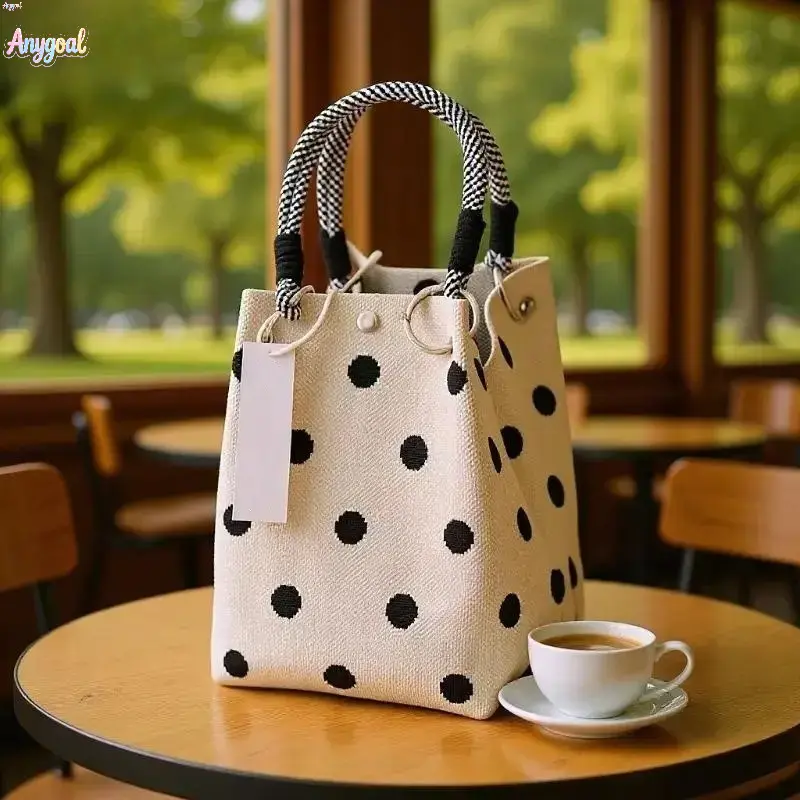 2026 New versatile cute knitted handbag three-dimensional magnetic buckle handbag handbag handbag woven bag women Bucket Handbag Colorful Braided Handle Woven Tote Bag Lightweight Breathable Cute Casual Purse Beach Vacation