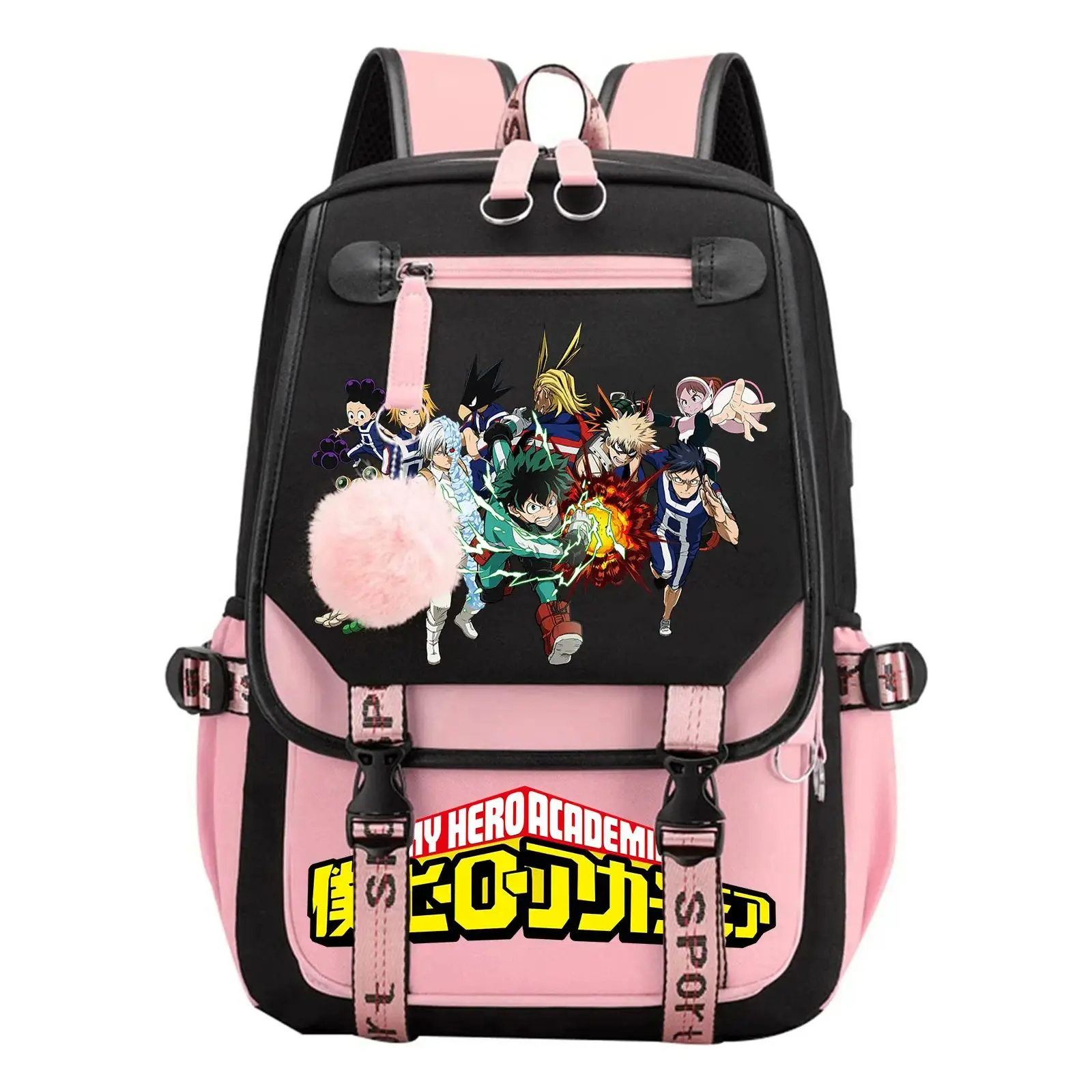 My Hero Academia Cartoon 3D Printing Cute Travel Backpack, Classic Versatile Comfortable Laptop Daypack, 3D Backpacks for Family Gifts - Pink, Cute Backpack