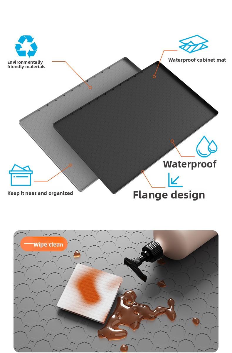 Hot-selling Waterproof Under-Sink Mat, Cabinet Liner Protective Pad, Silicone Drainage Tray for Kitchen Dishes