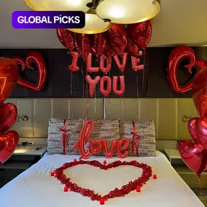 Valentine's Day Decoration Set, Heart-Shaped Balloons and I Love You Sign, Romantic Decorations for Weddings, Anniversaries and Proposals, Perfect Gift for Couples