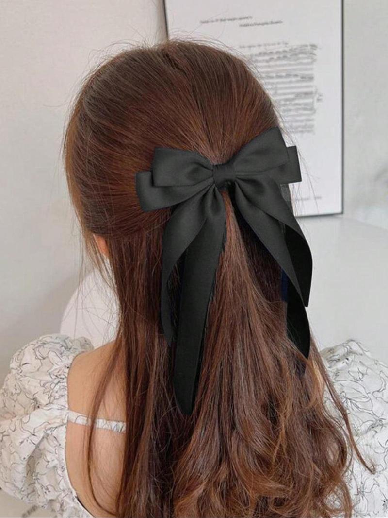 Women's Elegant Trendy Bowknot Decorated Hair Clip, Simple Style Plain Color Hair Clip, Fashionable Hair Accessories for Daily & Party Decoration for Women