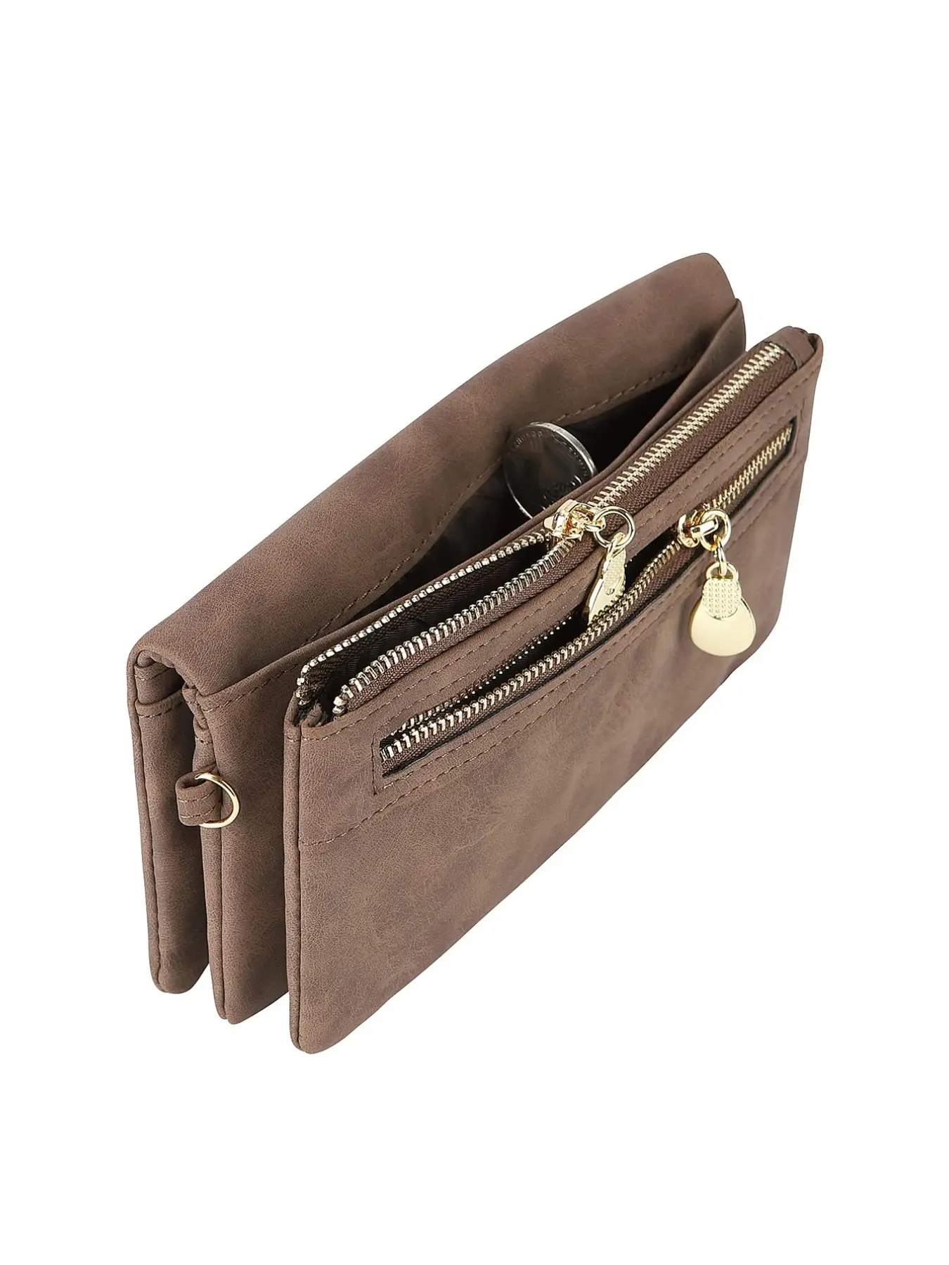 Vintage Women Long Wallet With Wrist Strap, Minimalist Bifold Large Capacity Faux Leather Purse, Zipper Pocket, Card Slots & ID Window, Stylish Daily Handbag, Casual Trendy Wallet, Perfect Gift For Men Women