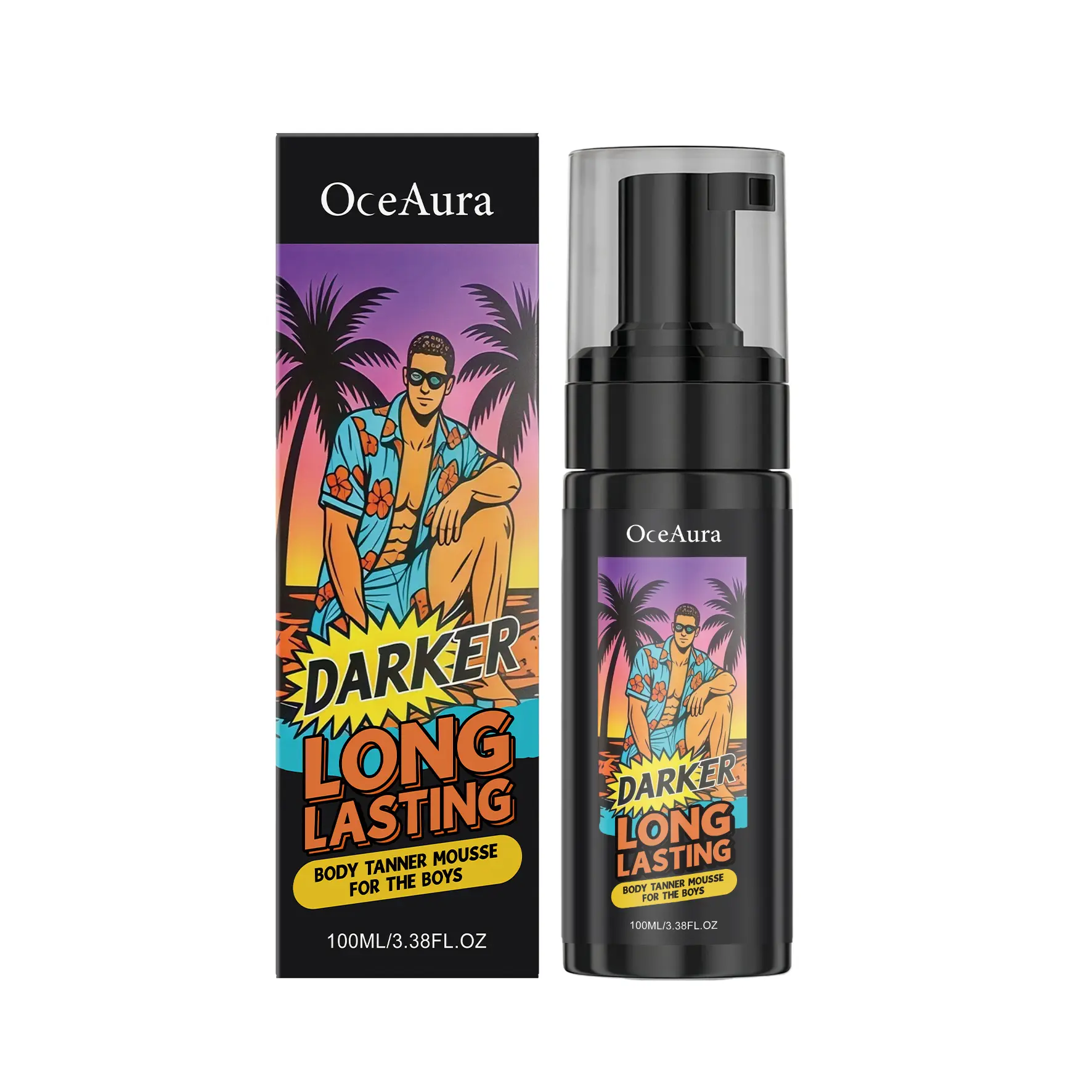 OceAura Self-Tanning Mousse - Glycerin-Infused Body Care Product, Daily Summer Outdoor Use, Bronze & Deep Tan for Men, Lustrous Finish, Easy to Apply Evenly