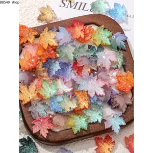 20Maple Leaf Shaped Premium Glass Beads, Realistic Details and Semi-Transparent Design, Multi-Color Mix Beads for DIY Jewelry Making and Fall Crafts, Bead Assortment, Beading Supplies