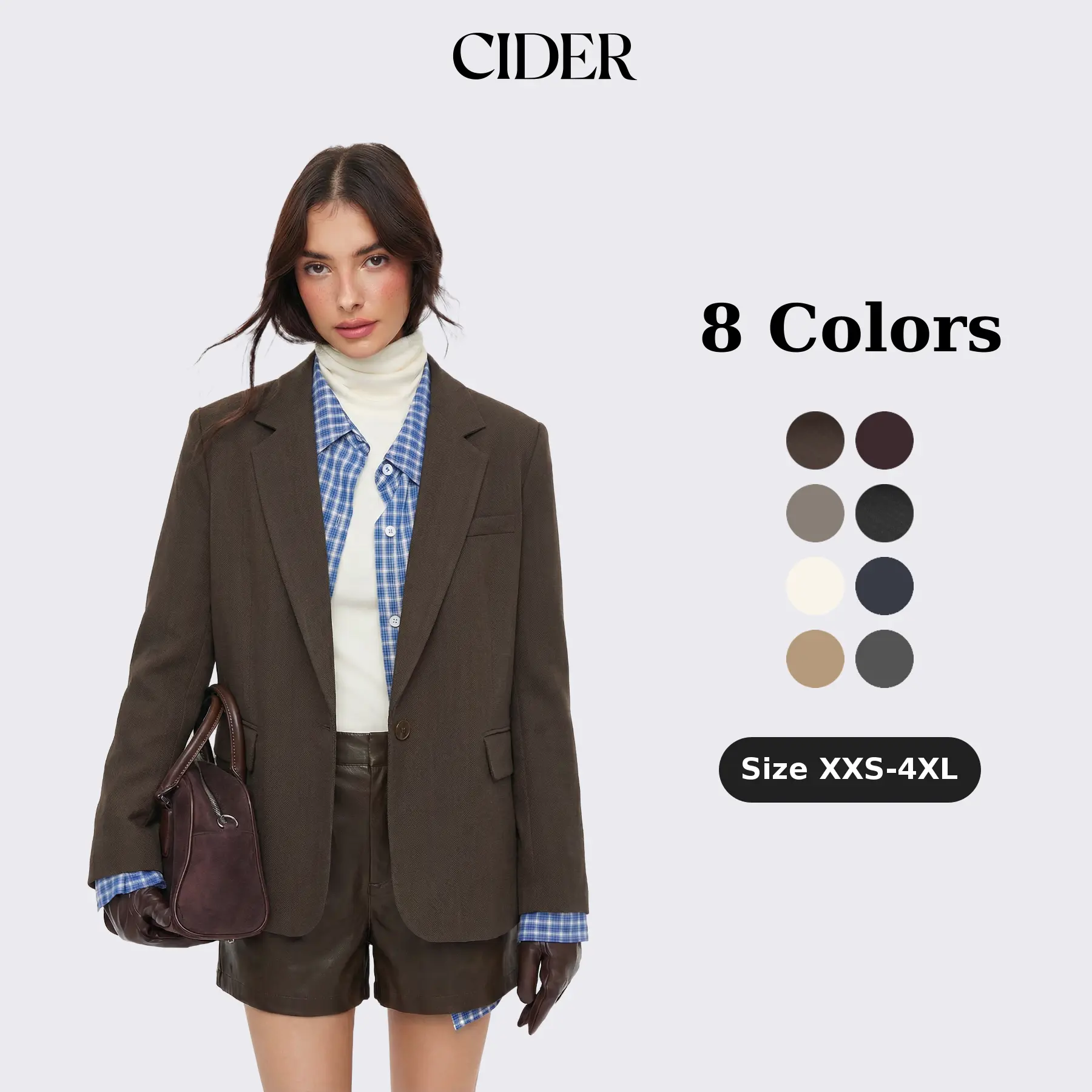 Cider Notched Collar Oversized Blazer Casual Trendy Outfits