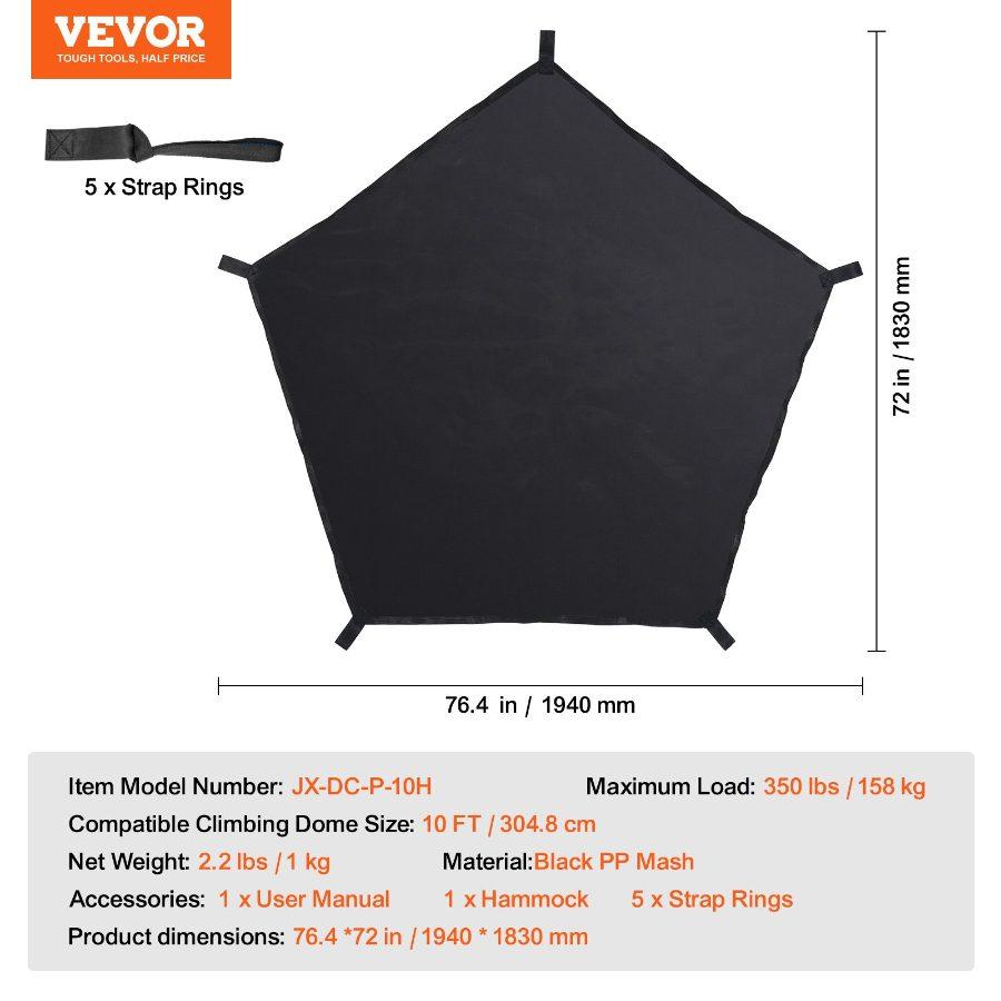 SummerWinsVEVOR Dome Climber Hammock, Climbing Dome Hammock Suitable for 10ft Dome Climbing, Load-Bearing 350 Pounds, Pentagon Jungle Gym Hammock for Outdoor, Accessory for Climbing Dome, (Hammock Only)dealsforyoudays