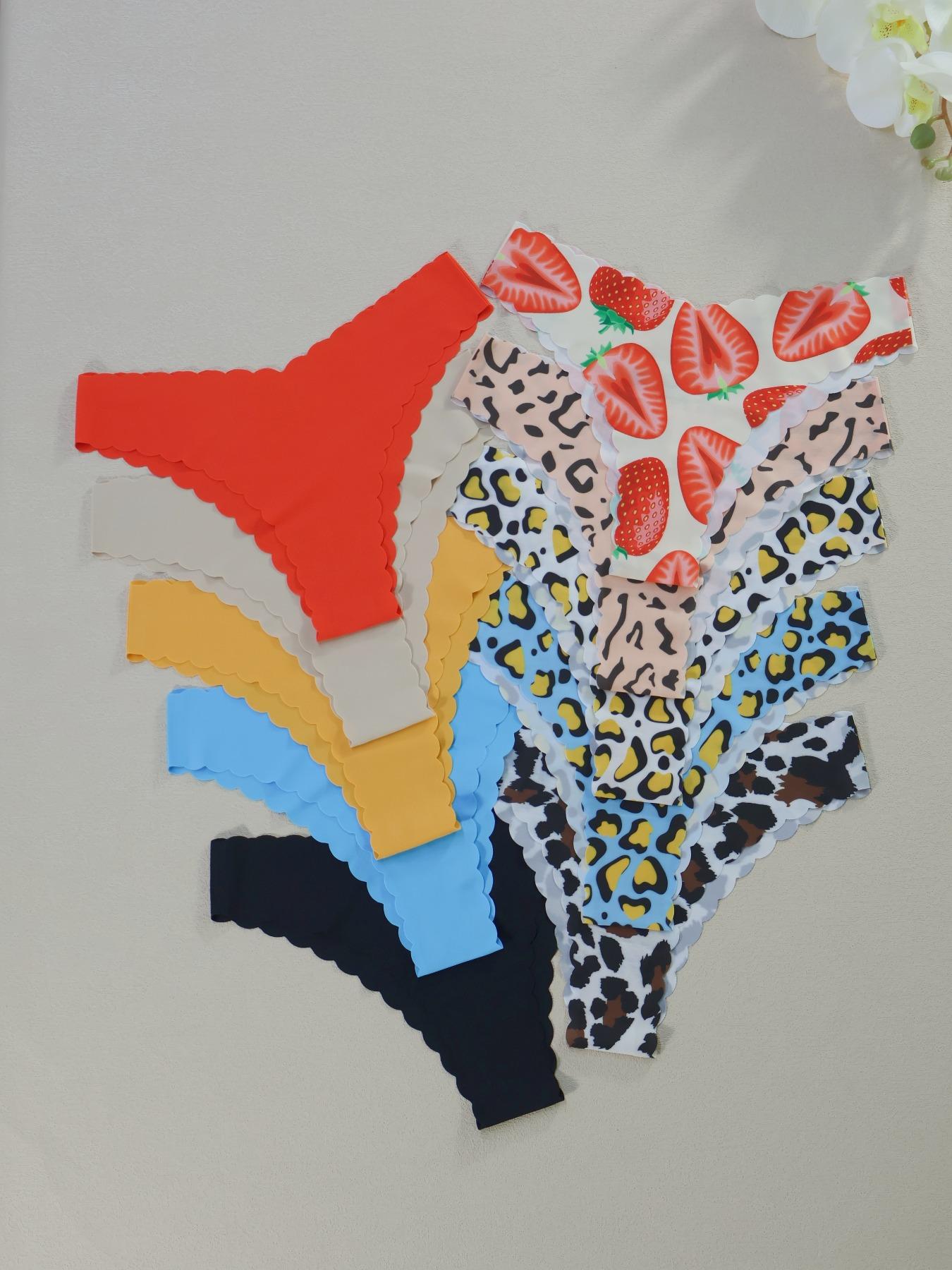 Women's 4/5/6/7/8/10-Piece Underwear Set, Leopard & Floral Prints, Fitted Breathable and Comfortable Design, All-Season Wear