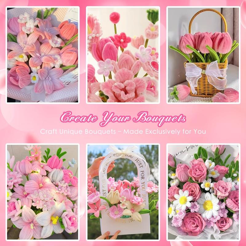 500 Piece Multi-Color Lily Twist Rod Pipe Cleaner Craft Kit, DIY Handmade Flowers Project, Perfect for