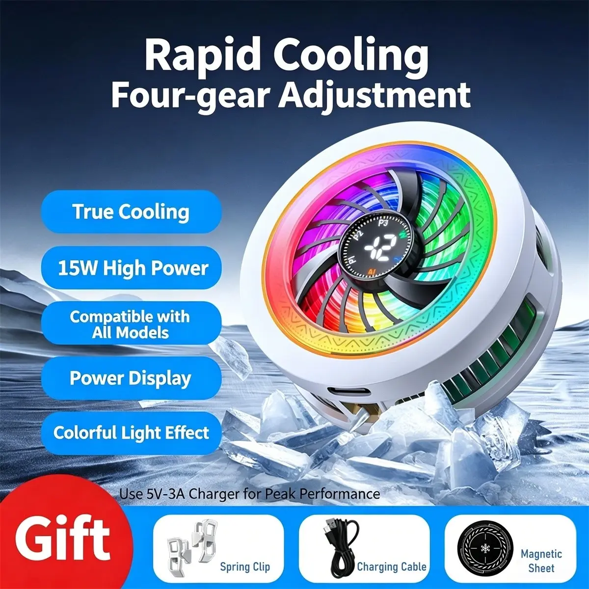 2026 New K6 Phone Cooler - 4-Level Temp Adjustment, AI Smart Cooling, Semiconductor Freezing Tech, Magnetic & Clip 2-in-1! ❄️📱
