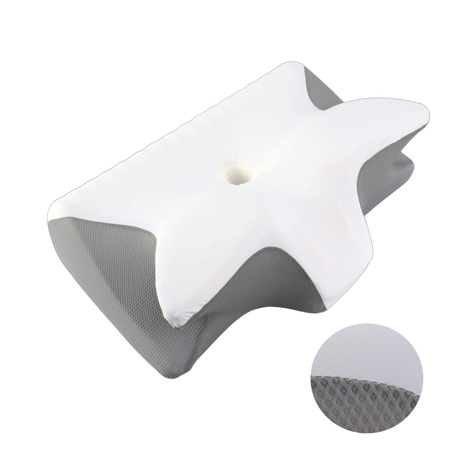 Two-way design with two different heights, ergonomic memory foam pillow for neck and shoulder relaxation, and contoured armrests for side and stomach sleepers. Great Christmas and Mother's Day gift.