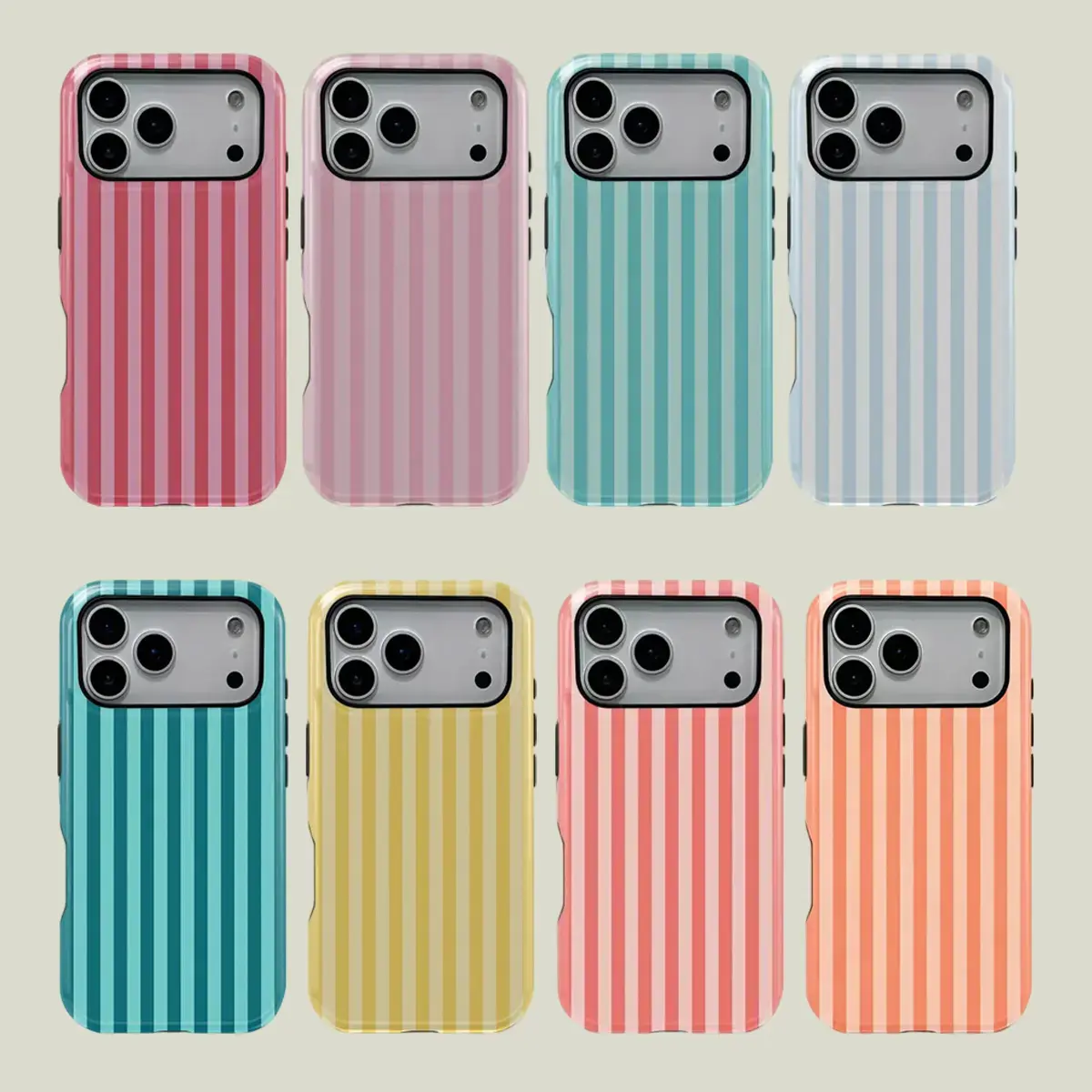 1PC Striped Print Phone Case For Summer, Rugged Shockproof 2in1 Protective Shell for iPhone 17 16 15 14 13 12 Pro Max, Samsung Galaxy S26 S25 S24 S23 Ultra Series Holiday Gift Minimalist Fashion Case Cover, Accessories, Multi-Model, One-Piece