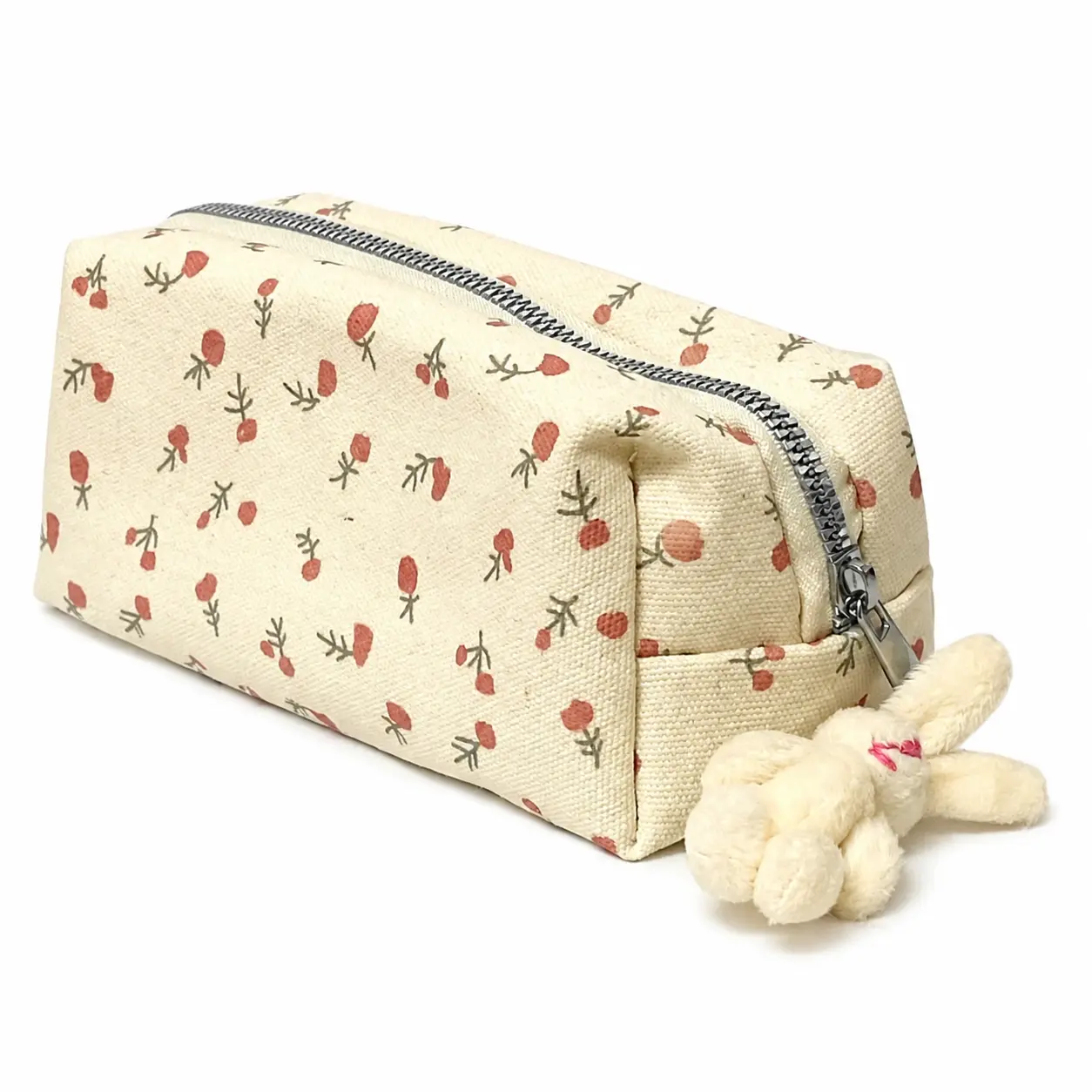 Compact Floral-Print Pencil Case for Students and Professionals – Lightweight, Durable Cotton Canvas Organizer with Multiple Compartments, Ideal for Pens, Makeup, Art Supplies, and Daily Essentials Storage