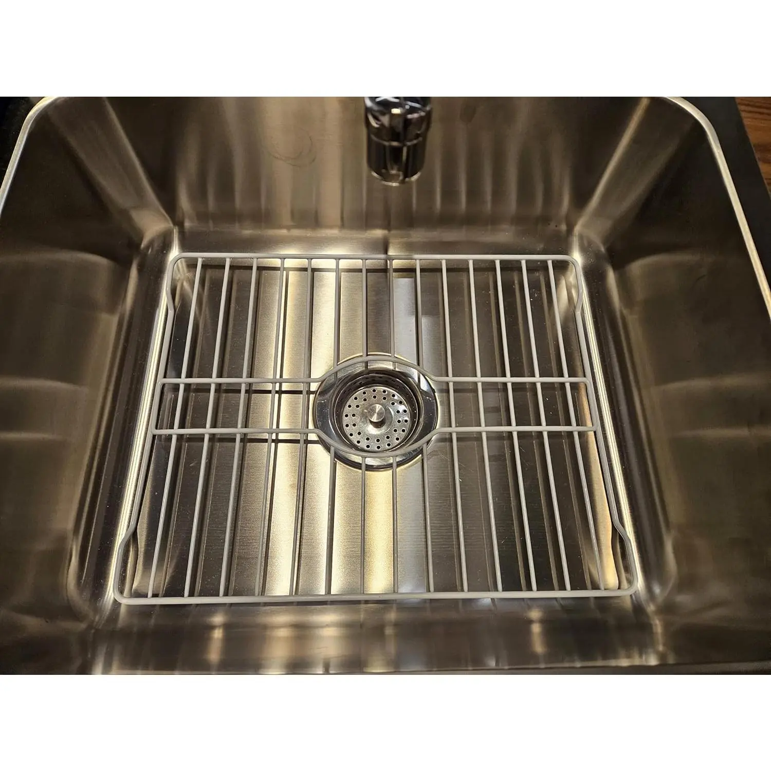 Sink Protectors for Kitchen Sink Bottom with White Coating Grate | Insert Grid Sink Bowl Drying Rack Steel Small (10.5" x 12.5")