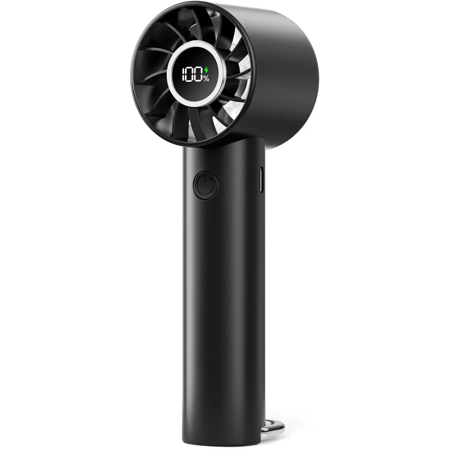 Small Portable Cooling Light Fan, 3-Speed Handheld USB Charging Device with Power Display, Rechargeable Lightweight Personal Cooler for Women Men Indoor Outdoor Travel Black