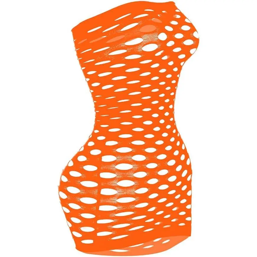 What women should wear in 2026 Vorifun Sexy Women's Strapless Fishnet Nightgown Mini Dress Camisole Bodysuit One Size (Orange) Amazon Women's Clothing Store