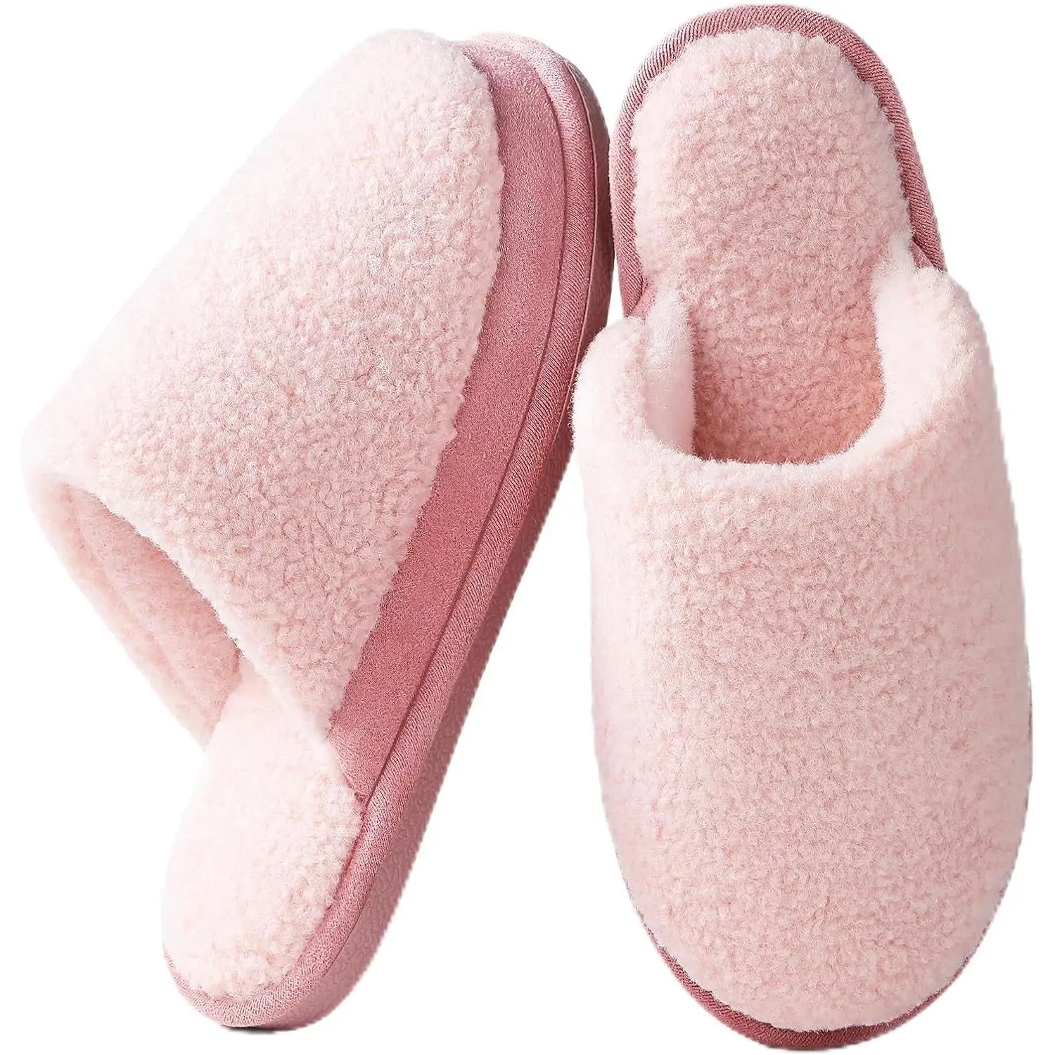 Women's Memory Foam House Slippers, Warm Polar Fleece Lined, Faux Fur, Non-Slip Rubber Sole, Indoor Outdoor, Machine Washable Comfort Shoes