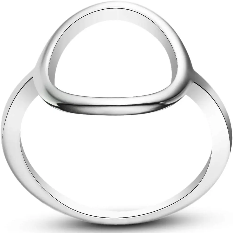 Stainless Steel Open Circle Karma Statement Promise Ring