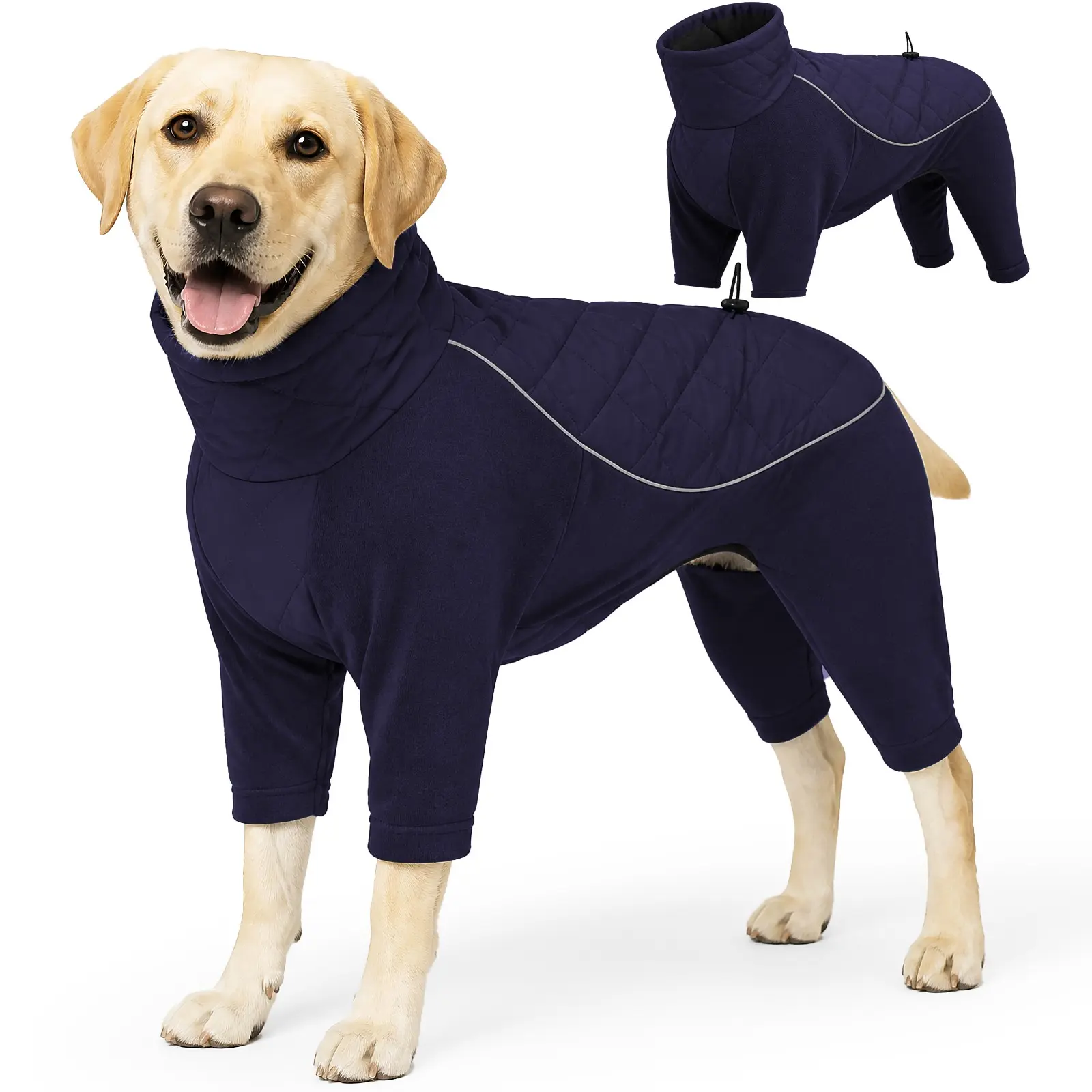 Winter Dog Clothing, Cold and Snow Resistant, Waterproof, Thick and Warm Jacket, Fully Wrapped Around All Four Feet, Adjustable High Neck, Reflective Large Dog Clothing, Husky Clothes