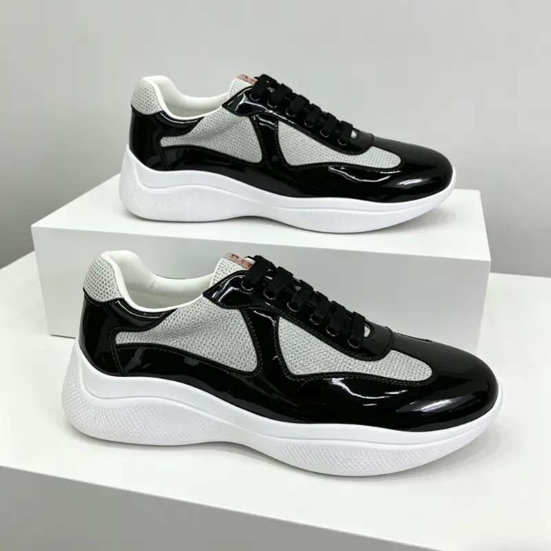 Women's Chunky Platform Casual Sneakers, Glossy Patent Leather & Sparkly Silver Fabric Color-Block Upper, Soft Cushioned Thick Sole, Non-Slip Lightweight Sports Footwear for Daily Walking, Travel, Shopping