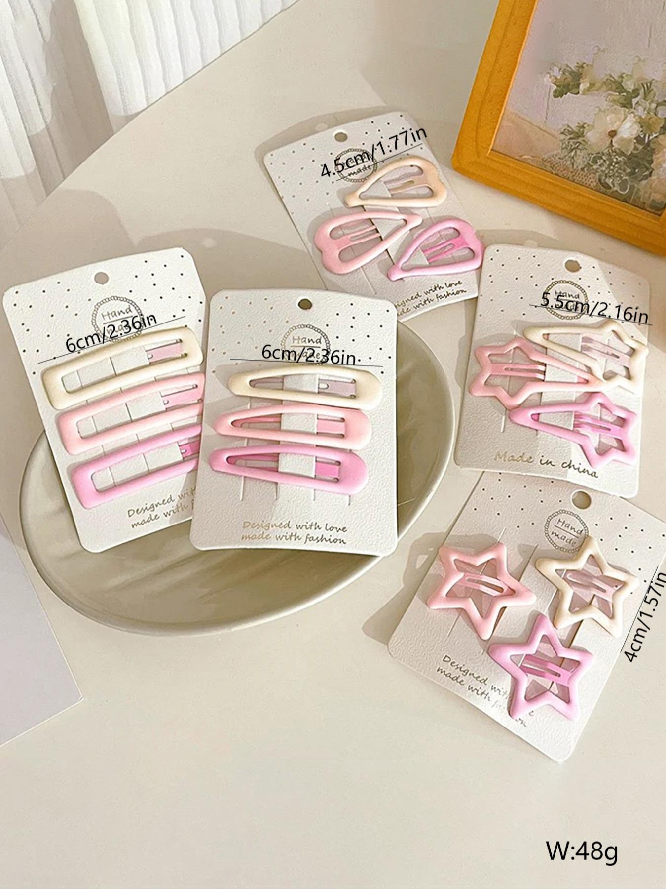 Cute Star & Heart Design Hair Clips, Dopamine Hair Clip, Colorful Hair Accessories for Women & Girls, Minimalist Headwear Suitable for Thick Hair, Hair Clip Set