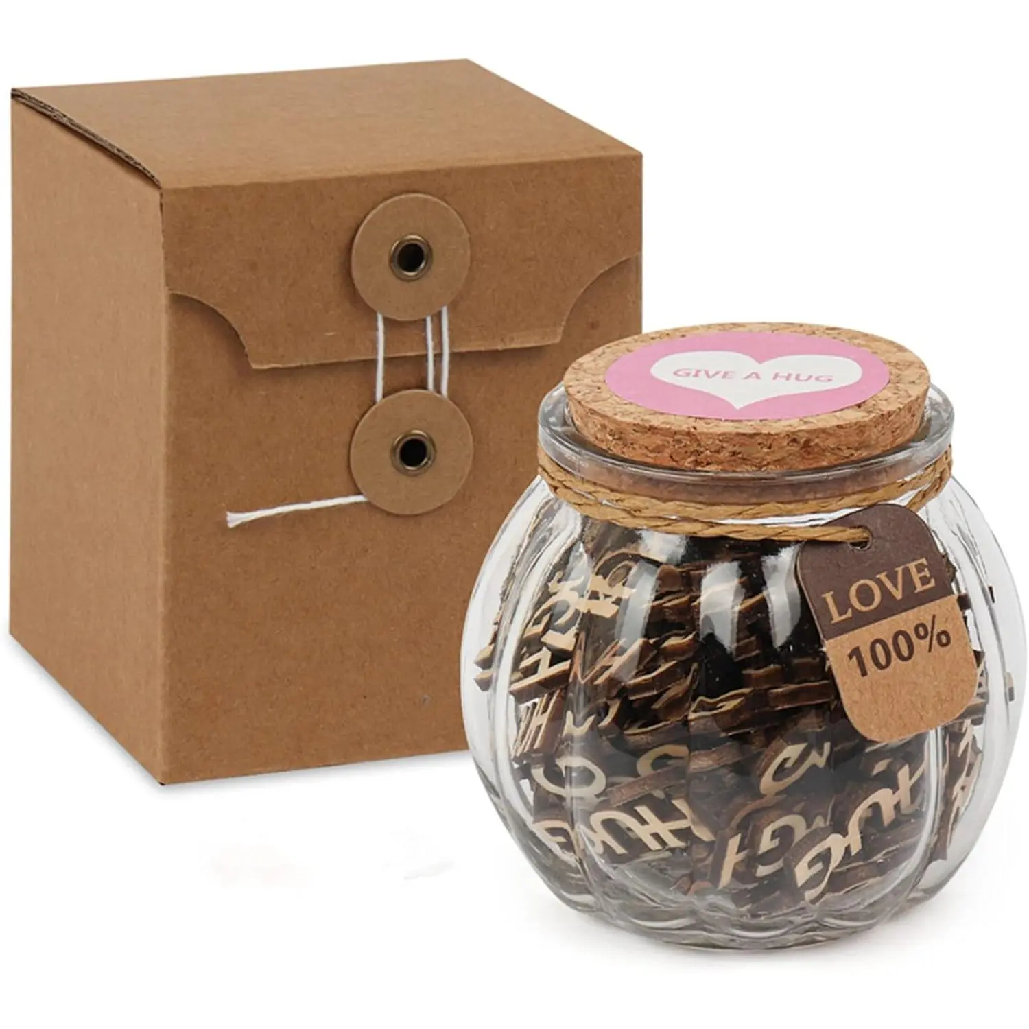 Give a Hug in a Bottle - Jar of Hugs - Birthday,Thanksgiving Day,Christmas Day,Holiday,Anniversaries,Valentines Day, Encouragement .
