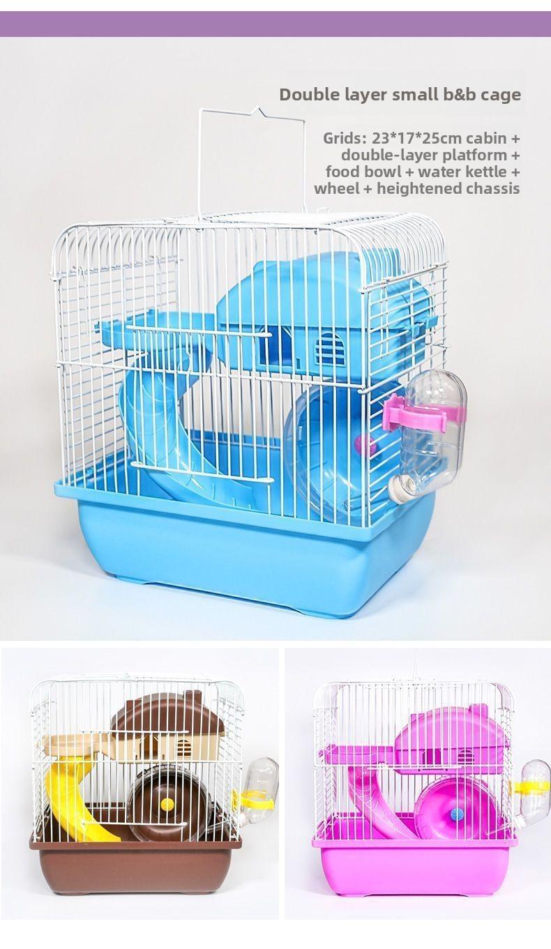 Hamster Villa  Cage Double Levels  Extra Large Villa Portable Outdoor Cage Beginner Package with Water Bottle, Food Bowl, Running Wheel Supplies Cross-border