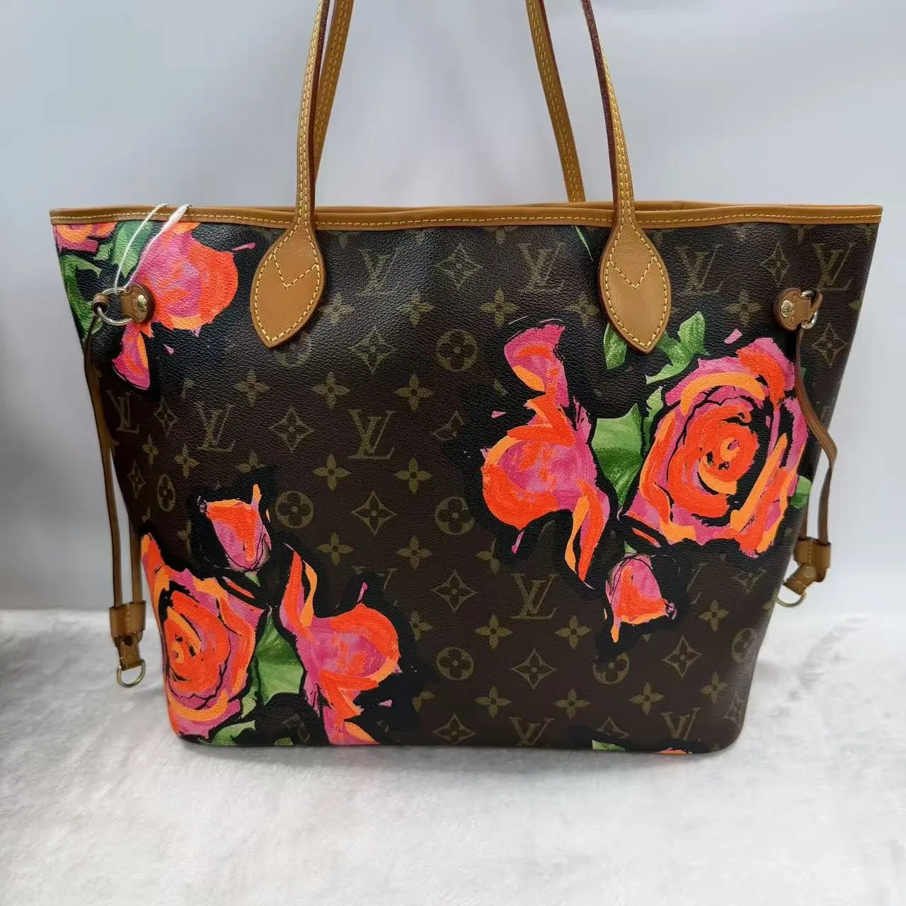 Pre-owned Louis Vuitton Neverfull Limited Rose Print X609 26.07.24