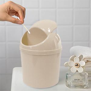 SICANDAENHK Keep every corner clean and organized!This 2-pack mini plastic trash bins feature smooth swing lids to hide garbage, includes 120 extra trash bags for easy replacement, stylish blue plus purple colors fit any decor, ideal small desktop