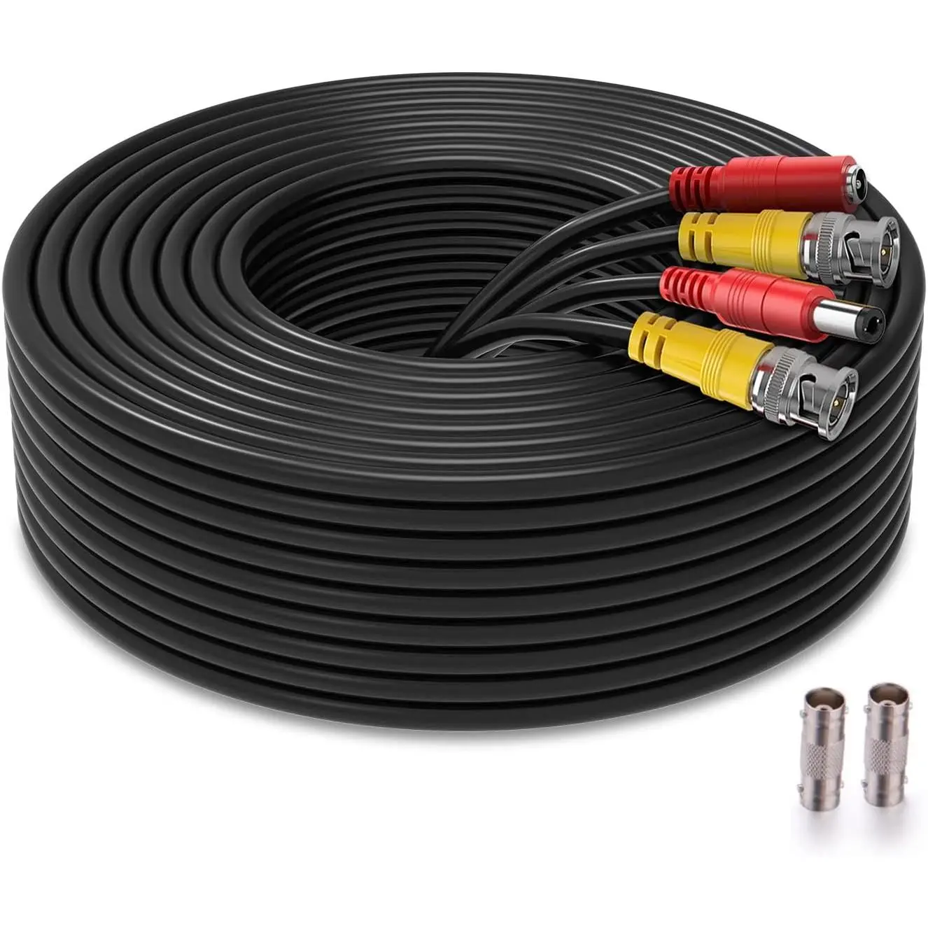 200ft Bnc  -in- Siamese Video and Power  Camera , Extension Wire Cord with 2 Female Connectors for  Max 5MP  CCTV DVR  System (200ft , Black)