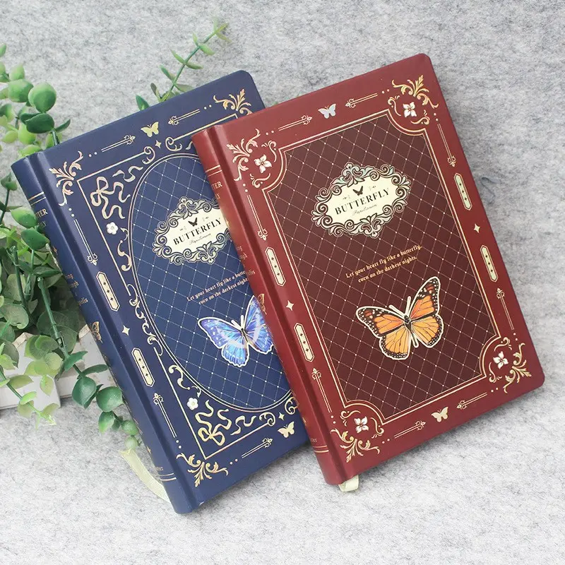 A5 Butterfly Notebook Set, Blue, Thickened 128 Pages, 256 Sheets, Artistic Retro Design, Perfect Birthday Gift