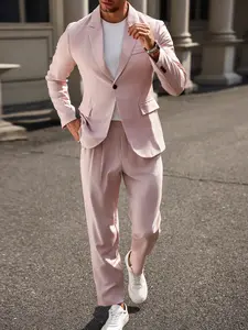 Men's Soft Casual Suit Set, Single Button Nine-Piece Pants, Light Business Chic, Spring Summer Two-Piece Suit, Stylish and Comfortable