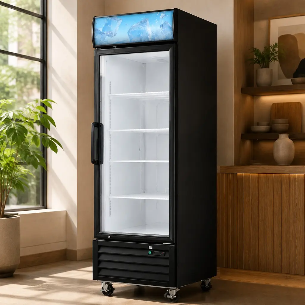 ARCH 16 Cu.Ft Commercial Upright Glass Door Display Freezer Merchandiser, ETL Certified, -8°F to -1°F, Auto Defrost, LED Lighting, Heated Door Frame, Steel, Black, for Cafes & Restaurants, New, 2-Year Parts, 240.30 Lb, 29.13 W X 26.97 D X 82.95 H In