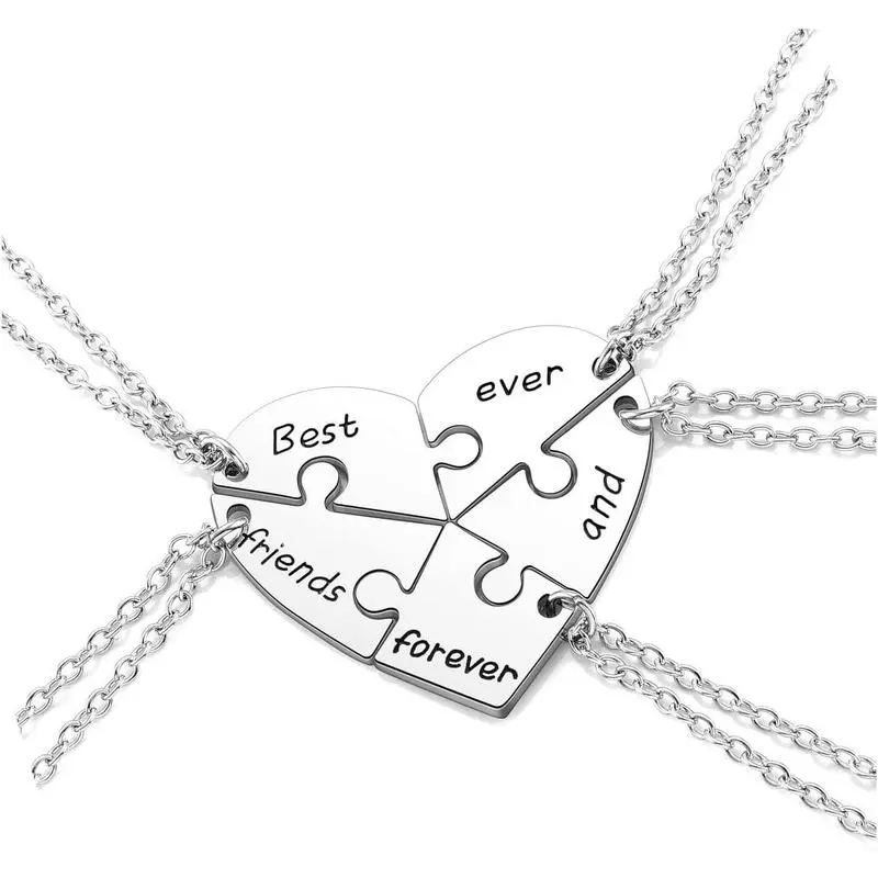 Best Friend Necklace For 2 3 4 5,Friendship Jewelry For Women Gift,Matching Heart Best Friends Forever Pendant Necklaces Set Birthday for Friendship BBF