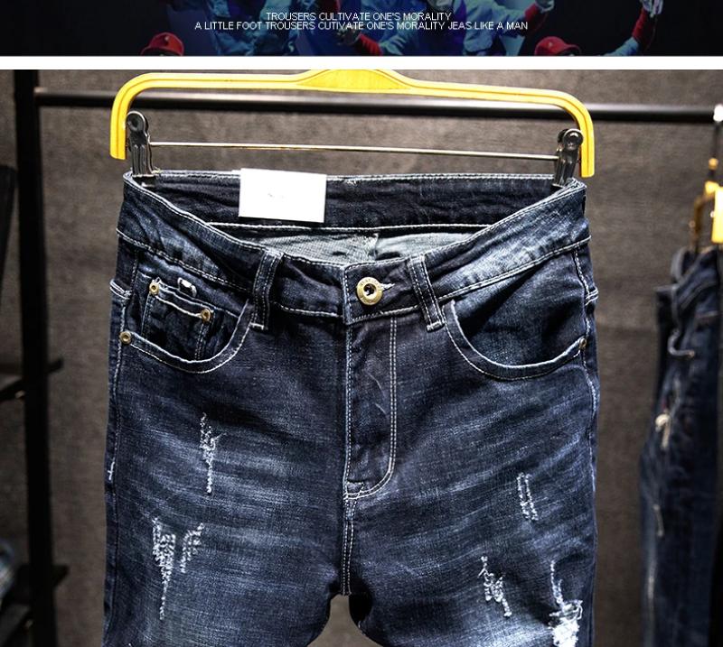 Kyn Apparel 2026 New Ripped Jeans Men Slim-fit Denim Pants  Korean Style Fashion Elasticity Versatile Blue Black Men's Clothing